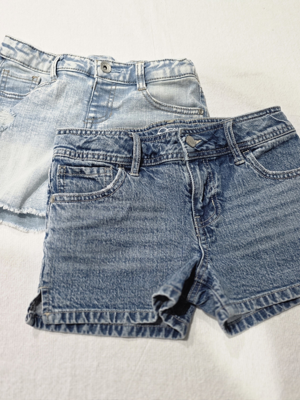 Girls' Light and Dark Blue Denim Shorts Duo